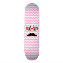 Bigote rosado de Chevron; Divertido Patineta Personalizada