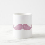 Bigote rosado divertido de Bling Tazas De Café