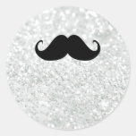 Bigote y chispa negros divertidos Bling del blanco Etiqueta