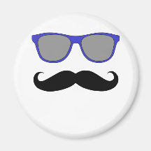 Bigote y humor azul de las gafas de sol imanes de nevera