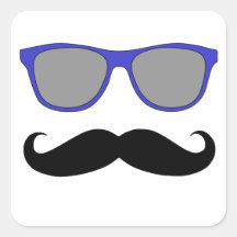 Bigote y humor azul de las gafas de sol calcomanías cuadradas
