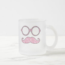 BIGOTE Y VIDRIOS, BRILLO ROSADO IMPRESO DE LA DIVE TAZA