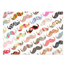 Bigotes coloridos femeninos divertidos de los mode invitación personalizada