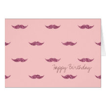 Bigotes rosados del brillo felicitación