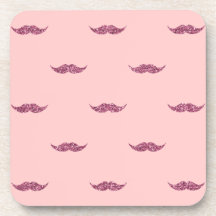 Bigotes rosados del brillo posavasos de bebida