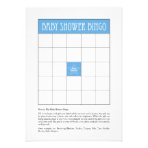 Bingo de la fiesta de bienvenida al bebé - azul invitacion personalizada