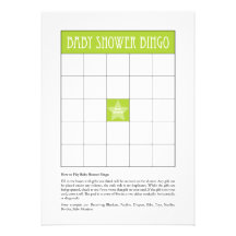 Bingo de la fiesta de bienvenida al bebé - verde anuncios personalizados