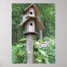 Birdhouse con el poster de las uvas