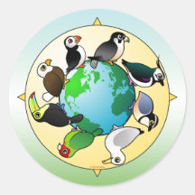 Birdorables del mundo etiqueta redonda