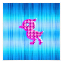 Birdy azul y rosado del pequeño lunar lindo impresiones fotográficas