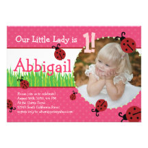 Birthday de pequeña señora - mariquitas anuncio personalizado