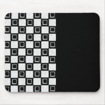 blackwhitefurryprintsquares tapete de ratón
