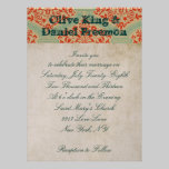 Blanco adornado y damasco Weddi            adornad invitaciones