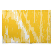 Blanco, arte abstracto Placemats retro del amarill Manteles