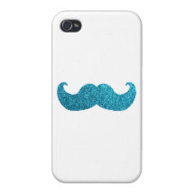 Blanco azul del bigote de Bling (falso gráfico del iPhone 4 Carcasa