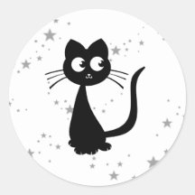 Blanco de Kuro del gatito Etiquetas Redondas
