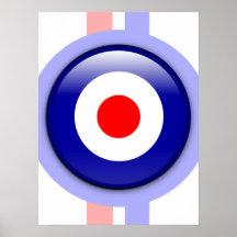 blanco de la MOD 3d en líneas azules y rojas Posters