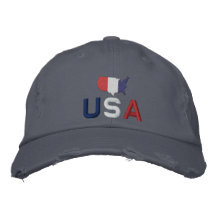 Blanco de los E.E.U.U. y azul rojos Gorra Bordada