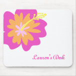 Blanco de Mousepad de la flor del hibisco Alfombrillas De Ratón