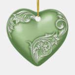 Blanco de ScrollGreen w del corazón Ornaments Para Arbol De Navidad