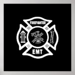 Blanco del bombero EMT Poster