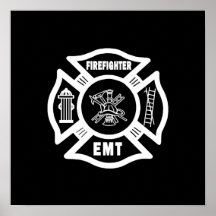 Blanco del bombero EMT Poster
