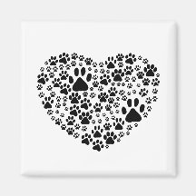 Blanco del corazón de Pawprints de los rastros de  Iman