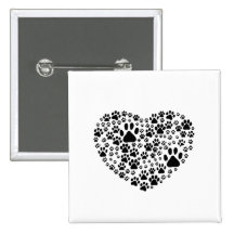 Blanco del corazón de Pawprints de los rastros de  Pins