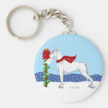 Blanco del correo del navidad de great dane llavero