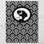Blanco del negro de la silueta de la mujer de la m tarjetones