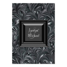 Blanco del negro de marfil veteado casando RSVP Comunicados Personales