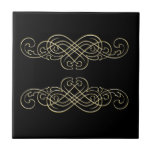 Blanco del negro del art déco del vintage y voluta azulejo cerámica