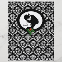 Blanco del negro del damasco de la belleza del avi tarjetón