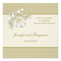 Blanco e invitación del boda del oro