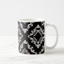blanco elegante del negro del damasco del diamante tazas