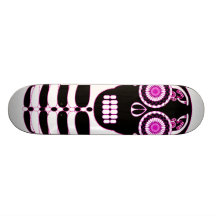 Blanco fucsia del cráneo de la fiesta monopatín personalizado