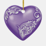Blanco púrpura de la voluta w del corazón ornamente de reyes