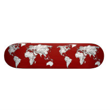 Blanco rojo del mapa del mundo patin personalizado