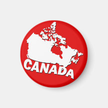Blanco y mapa rojo de Canadá Imán De Nevera