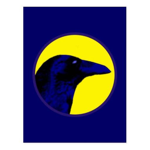 blaue Krähe blue crow Postkarte