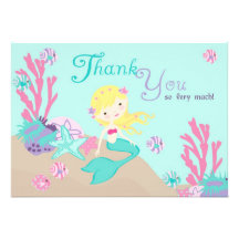 Blonde de la tarjeta de little mermaid TY Invitación