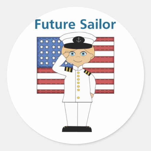 Blonde futuro del muchacho de marinero etiqueta