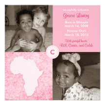 Bloque de África: Suavemente rosa Invitación Personalizada