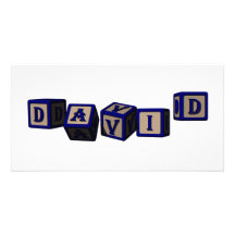 Bloques del juguete de David en azul Tarjetas Fotográficas