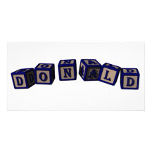 Bloques del juguete de Donald en azul Tarjeta Fotografica Personalizada