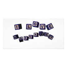 Bloques del juguete de Guillermo en azul Tarjetas Fotograficas Personalizadas
