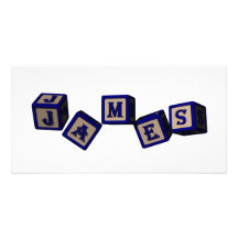 Bloques del juguete de James en azul. Gran regalo  Tarjetas Personales Con Fotos