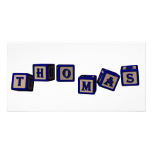 Bloques del juguete de Thomas en azul Plantilla Para Tarjeta De Foto