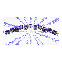 Bloques del juguete del narrador en azul tarjetas fotograficas 