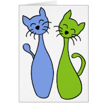 blue and green kitties felicitaciones